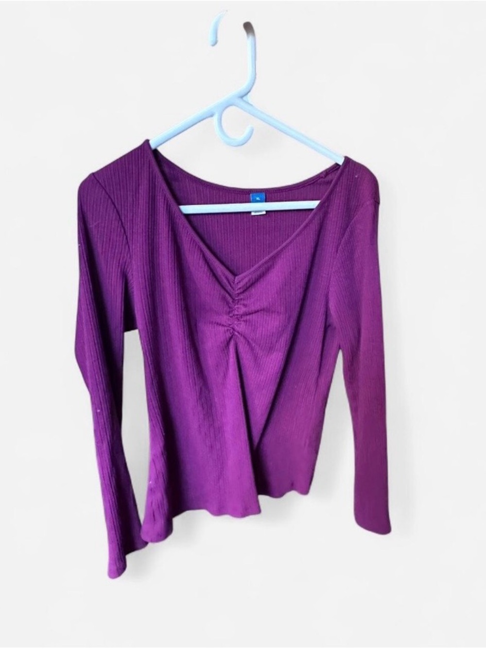 Old Navy Ribbed V-Neck Long-Sleeve Top - magenta